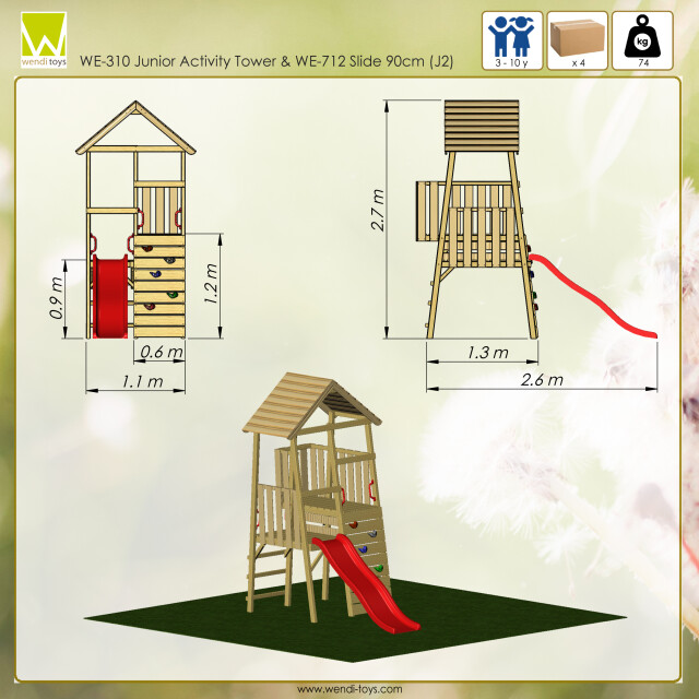 Wendi Toys Wtj2 | houten speeltoren konijn | inclusief glijbaan en klimwand | 3047871 large
