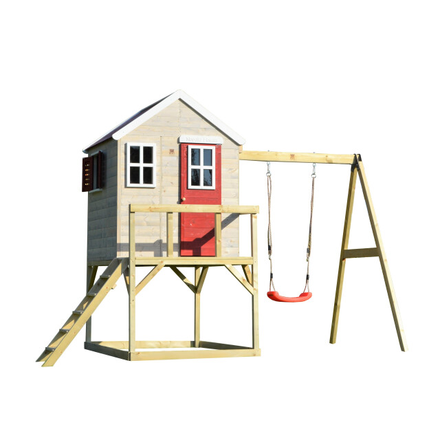 Wendi Toys Wtm23 houten paalwoning zebra met schommel 192x350x242cm 3071772 large
