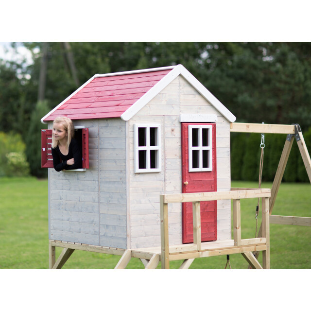 Wendi Toys Wtm23 houten paalwoning zebra met schommel 192x350x242cm 3071772 large