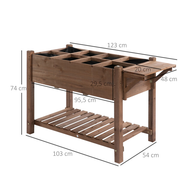 4goodz Outsunny verhoogde plantenbak 54x123x74 cm met 8 vaks-verdeler 3079299 large