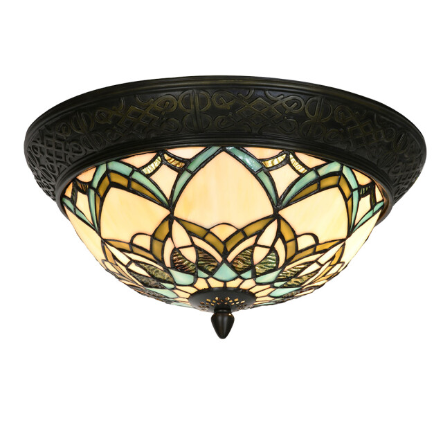 LumiLamp Plafondlamp tiffany Ø 37x19 cm blauw glas tiffany lampen 2795671 large