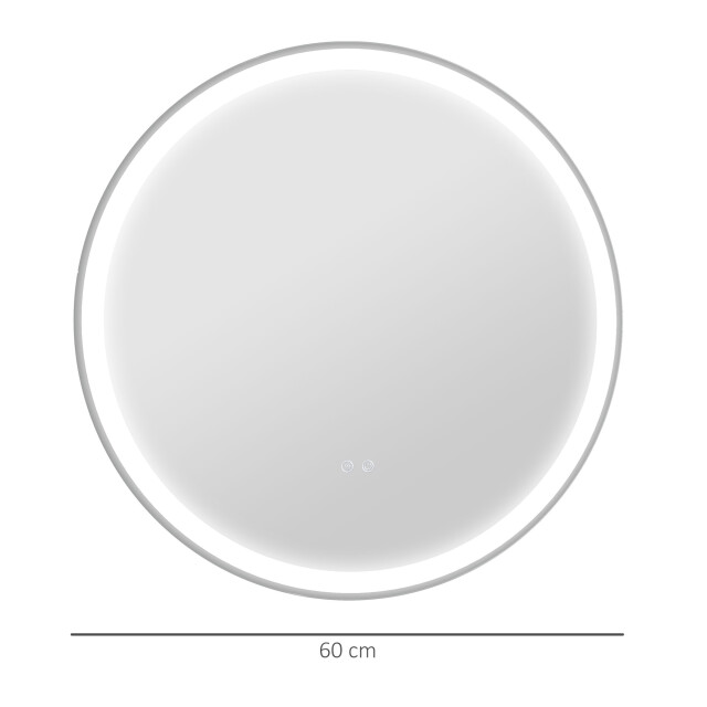 4goodz Ronde badkamerspiegel 60 cm led verlichting zilver 3079909 large