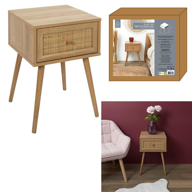 Home Deco Factory 4goodz bali nachtkastje vierkant met lade 39x39x55 cm bohemian 3079808 large