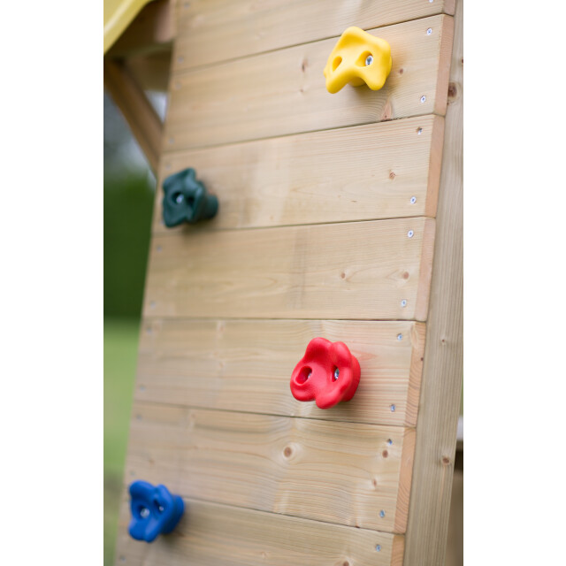 Wendi Toys Houten speeltoren giraffe met glijbaan, klimwand, 2 schommels & 3170980 large