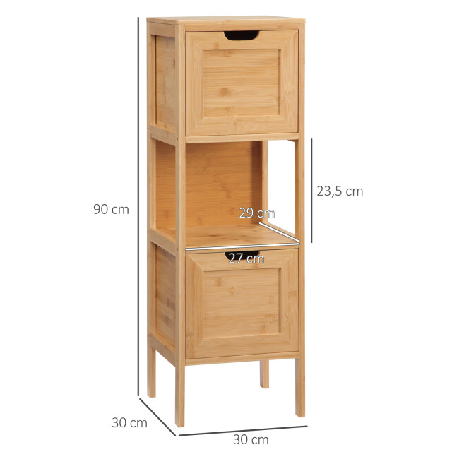 4goodz Bamboe badkamerkast 2 lades en plank 30x30x90 cm - 3079376 large