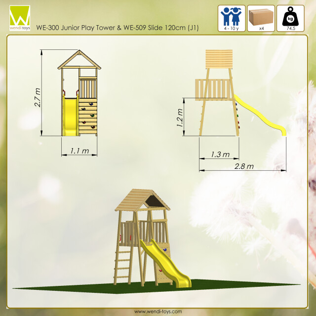 Wendi Toys Wtj1 houten speeltoren falcon inclusief glijbaan en klimwand 3071745 large