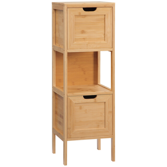 4goodz Bamboe badkamerkast 2 lades en plank 30x30x90 cm - 3079376 large