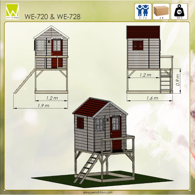 Wendi Toys Houten speelhuis op palen wtm21 160x190x244 cm 3068177 large
