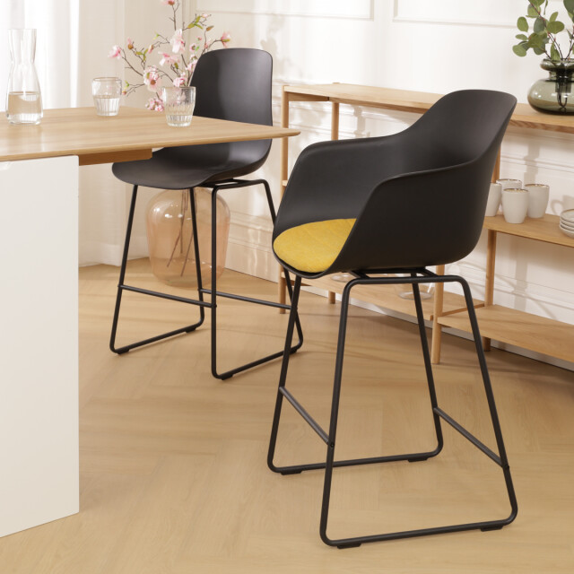 Nolon Nino-liz barkruk met okergeel zitkussen onderstel 65 cm 2027431 large