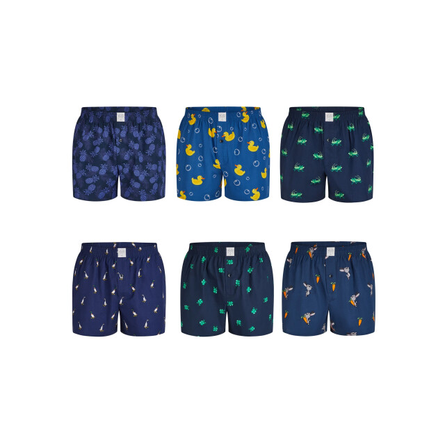 MG-1 Wijde boxershorts heren 6-pack katoen multipack met print d325 MG1-325 large