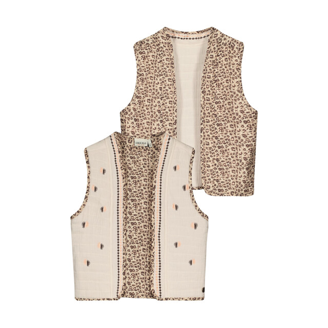 Like Flo Zomer reversibel gilet meisjes / luipaard daisy F502-5308-939 large