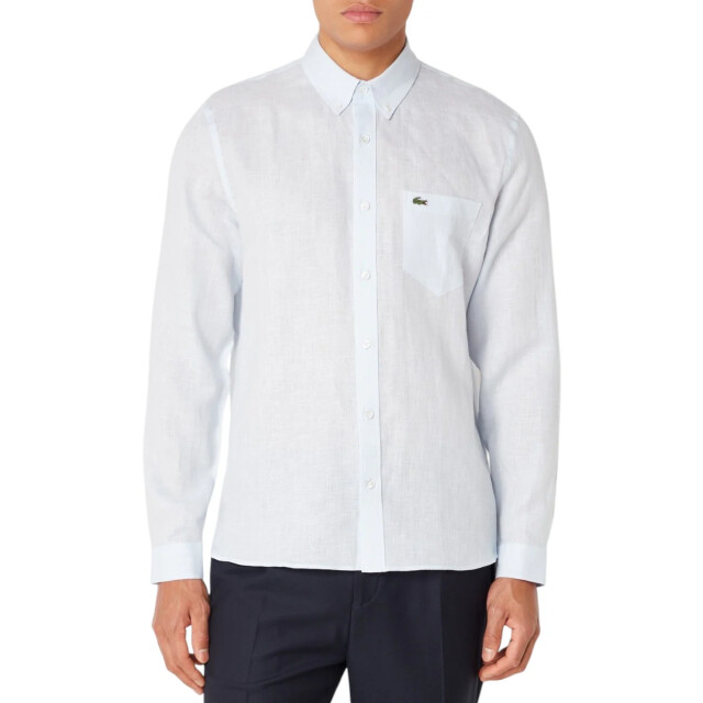 Lacoste Linnen regular fit overhemd Lacoste Blauw Linnen Regular Fit Overhemd large