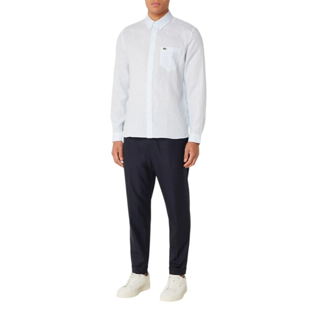 Lacoste Linnen regular fit overhemd Lacoste Blauw Linnen Regular Fit Overhemd large
