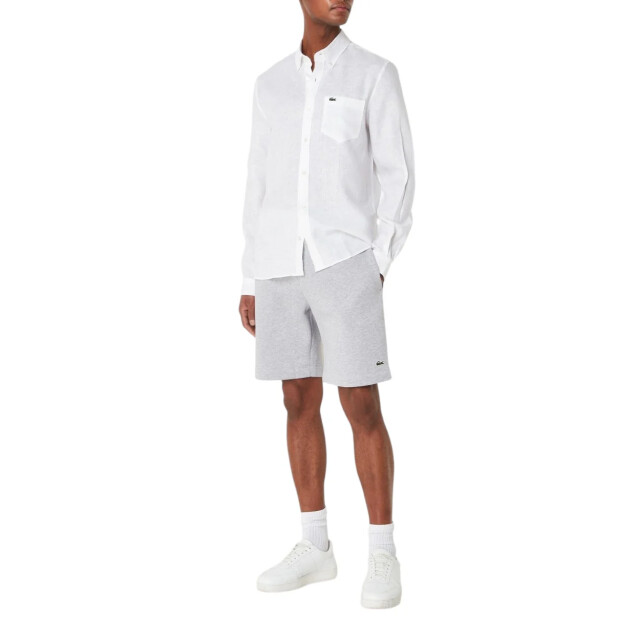 Lacoste Regular fit linnen overhemd Lacoste Wit Regular fit Linnen Overhemd large