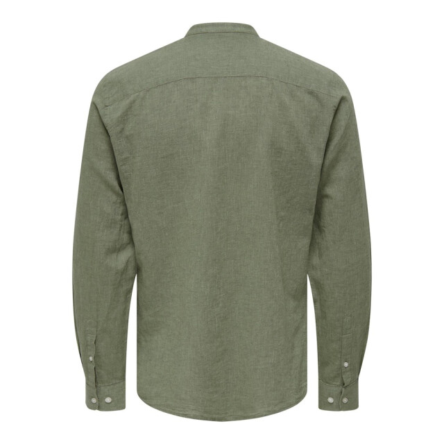 Only & Sons onscaiden ls solid linen mao shirt 22019173 swamp 05632.369.0013 large