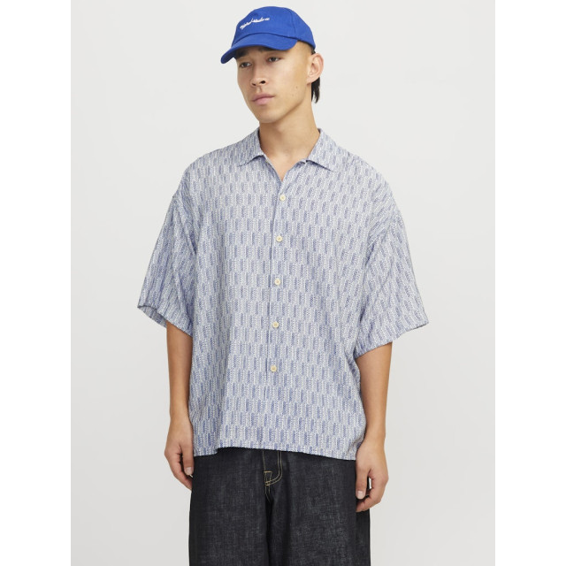 Jack & Jones jormarshall islington aop shirt ss 12271103 ocean cavern 05632.240.0008 large