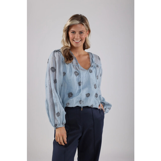 Nukus Nks02036 46 kaoutar blouse embroidery sky NKS02036 46 large