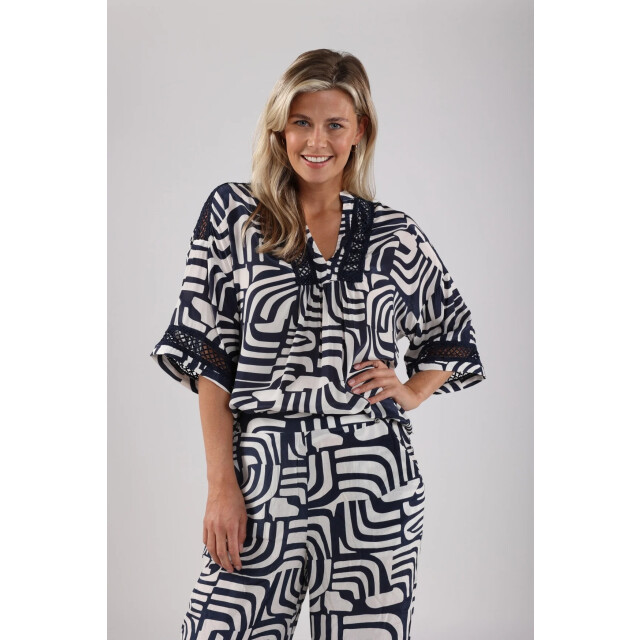 Nukus Nks01080 219 nina top offwhite/navy NKS01080 219 large