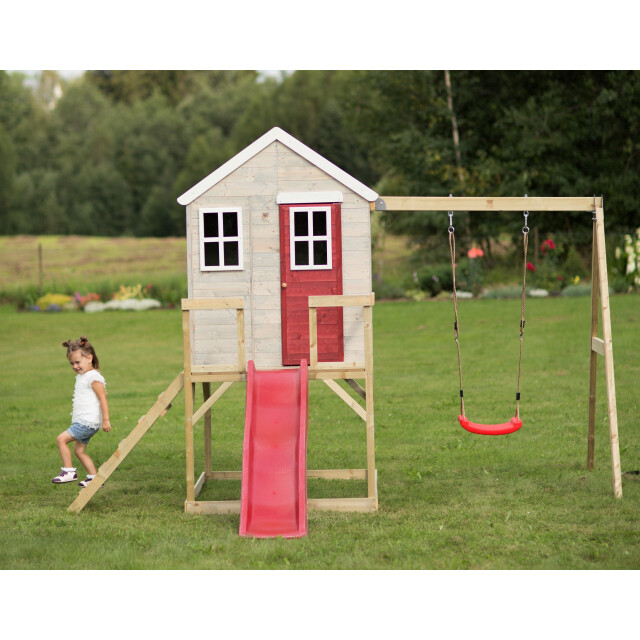 Wendi Toys Wtm24 houten speelhuis met glijbaan en schommel | 330x350x242 cm 3047873 large