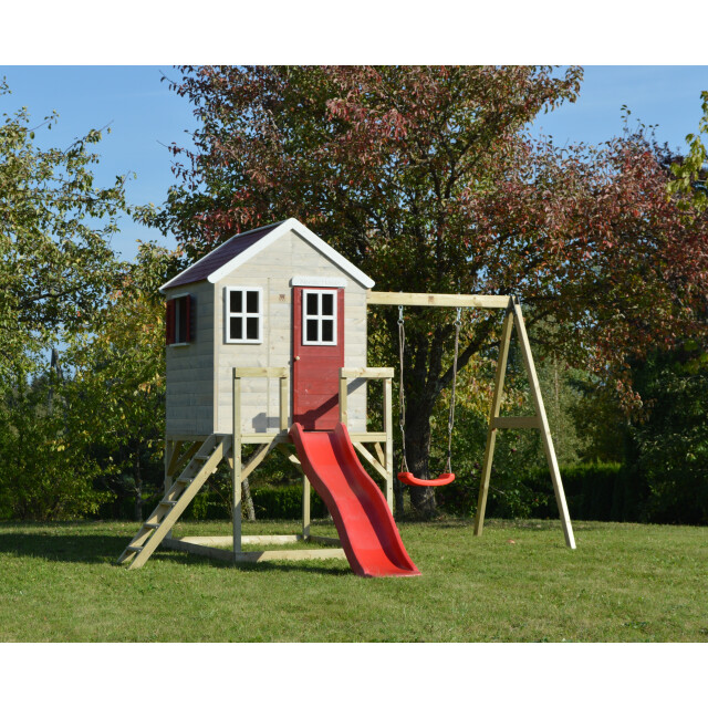 Wendi Toys Wtm24 houten speelhuis met glijbaan en schommel | 330x350x242 cm 3047873 large