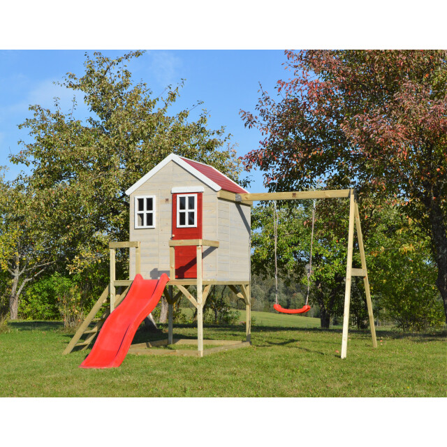 Wendi Toys Wtm24 houten speelhuis met glijbaan en schommel | 330x350x242 cm 3047873 large