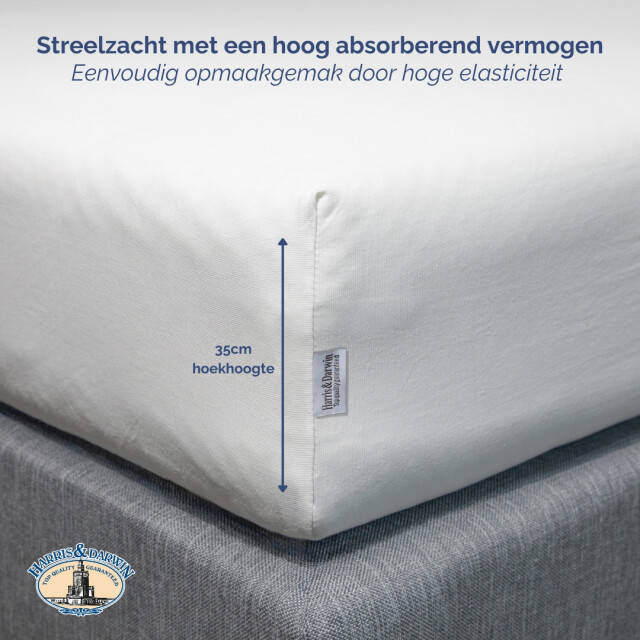 Harris & Darwin H&d hoeslaken 100% jersey katoen 80x200 cm tot 35cm matrasdikte 220 g/m² 3060104 large