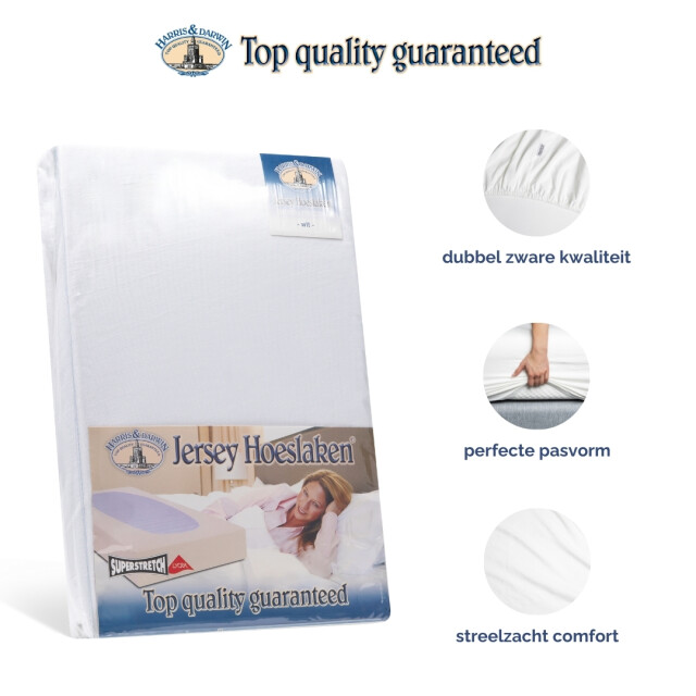 Harris & Darwin H&d hoeslaken 100% jersey katoen 80x200 cm tot 35cm matrasdikte 220 g/m² 3060104 large
