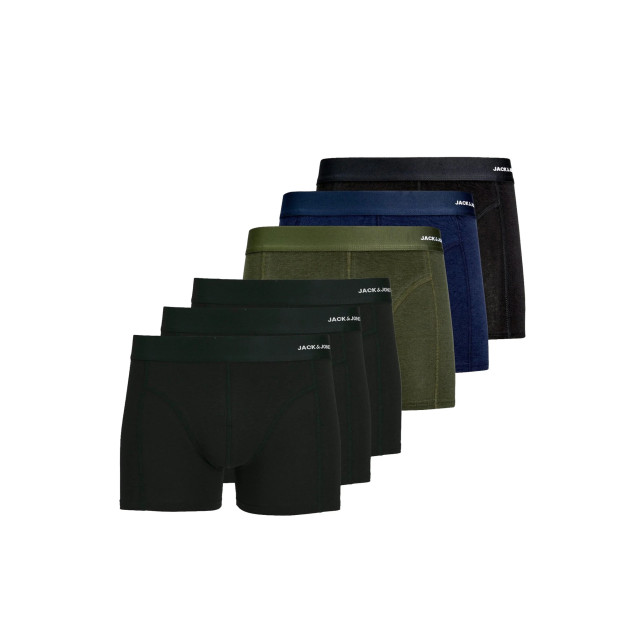 Jack & Jones Heren boxershorts trunks effen jacbasic bamboe 6-pack groen/blauw/zwart 12198852-BLACK-FOREST large