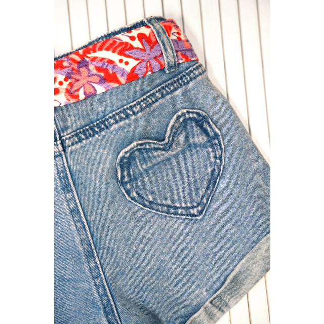 B.Nosy Zomer jeans short meisjes denim riem patty Y502-5605-187 large