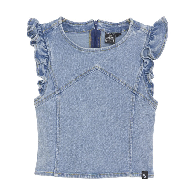 Indian Blue Zomer top meisjes licht ruffel denim 970259-7775-Light Denim Blue large