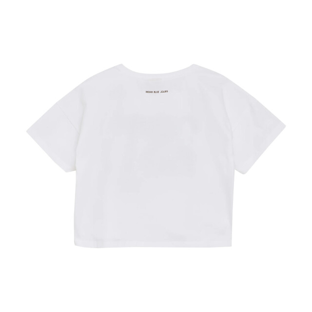 Indian Blue Zomer t-shirt s/s meisjes - cropped wide fit 970240-1450-Bright White large