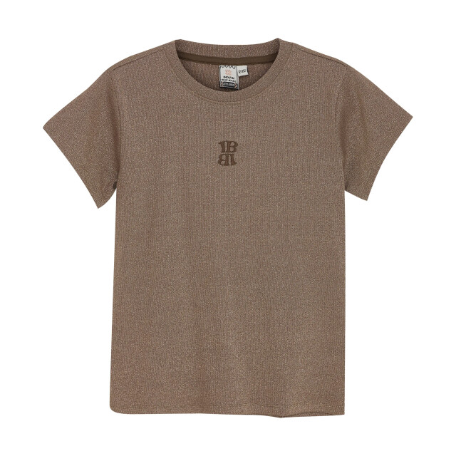 Indian Blue Zomer t-shirt s/s meisjes - glitter 970244-2222-Cocoa Brown large