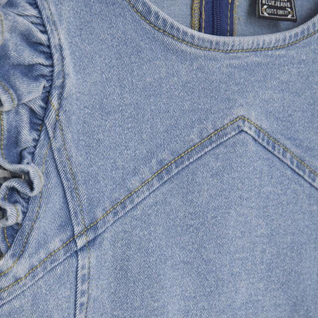 Indian Blue Zomer top meisjes licht ruffel denim 970259-7775-Light Denim Blue large