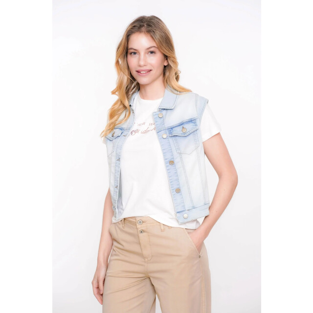Geisha 55021-10 830 jeansjacket sleeveless bleached denim 55021-10 830 large