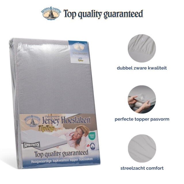 Harris & Darwin H&d topper hoeslaken 100% jersey katoen 90x200 cm tot 15cm matrasdikte - 3059847 large