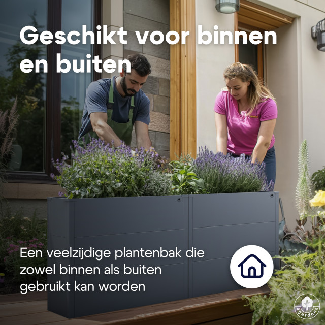 4gardenz ® plantenbak verhoogde bodem bloembak 100x50x60 cm antraciet 3078869 large