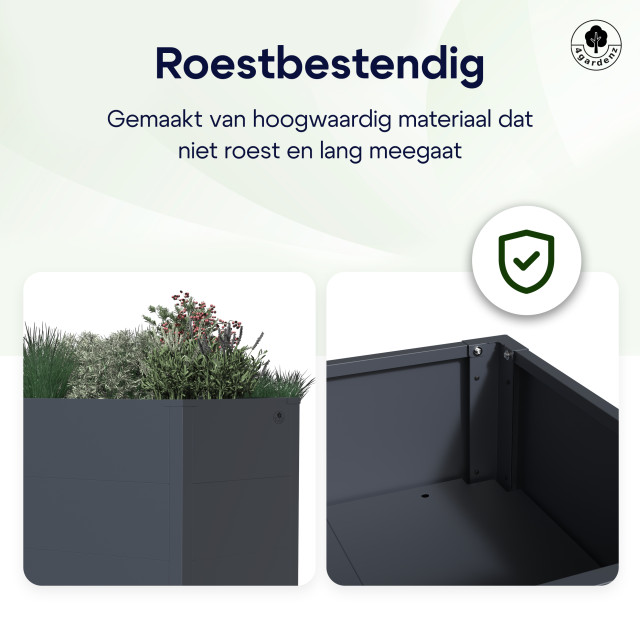 4gardenz ® plantenbak verhoogde bodem bloembak 100x50x60 cm antraciet 3078869 large