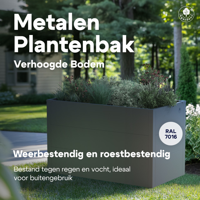 4gardenz ® plantenbak verhoogde bodem bloembak 100x50x60 cm antraciet 3078869 large