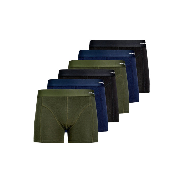 Jack & Jones Heren boxershorts trunks effen jacbasic bamboe 6-pack groen/blauw/zwart 12198852-2x-FOREST-NIGHT large