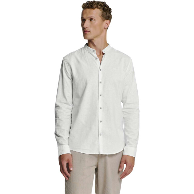 No Excess Shirt granddad solid h linen white 27470218SN-010 large