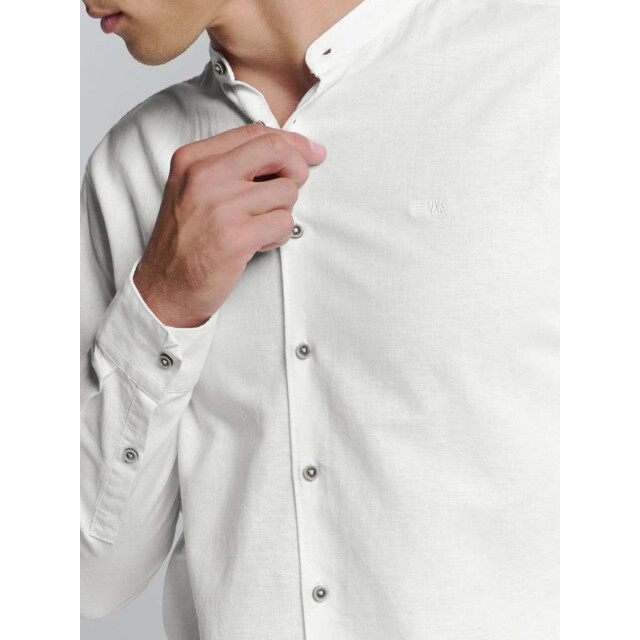 No Excess Shirt granddad solid h linen white 27470218SN-010 large