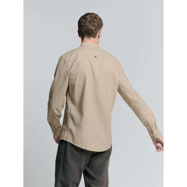 No Excess Shirt granddad solid with linen light desert 27470218SN-310 large