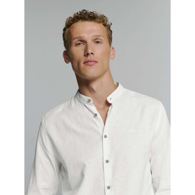 No Excess Shirt granddad solid h linen white 27470218SN-010 large