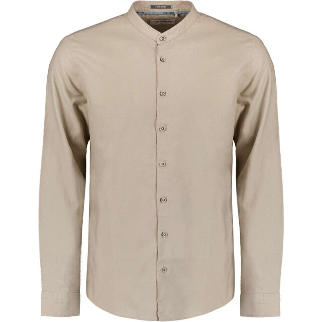 No Excess Shirt granddad solid with linen light desert 27470218SN-310 large
