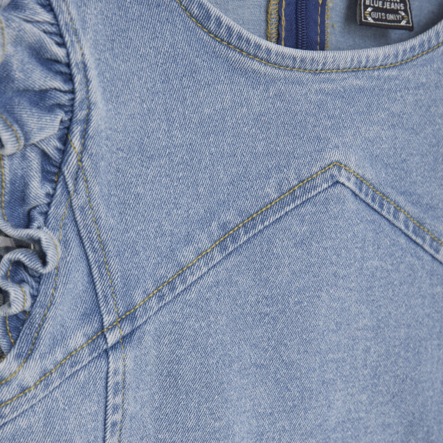 Indian Blue Zomer top meisjes licht ruffel denim 970259-7775-Light Denim Blue large
