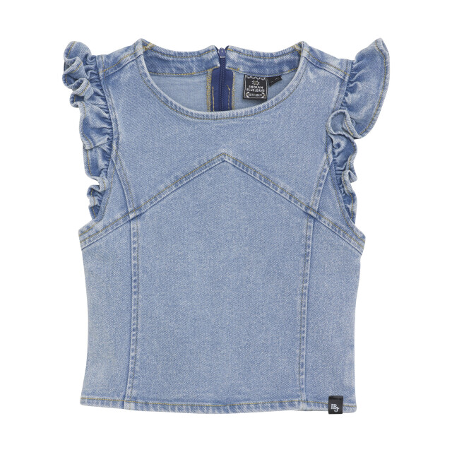 Indian Blue Zomer top meisjes licht ruffel denim 970259-7775-Light Denim Blue large