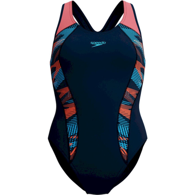 Speedo eco+ plastisol laneback nav/ora badpak sport dames 069130_472-46 large