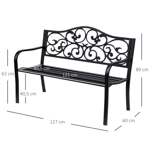 4goodz Stalen tuinbank met gietijzer armleuningen 127x60x89cm 3079911 large
