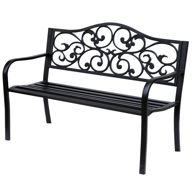 4goodz Stalen tuinbank met gietijzer armleuningen 127x60x89cm 3079911 large