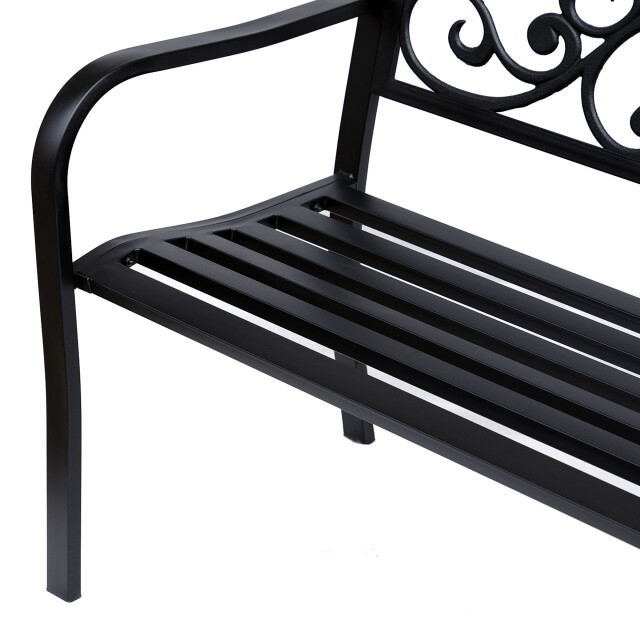 4goodz Stalen tuinbank met gietijzer armleuningen 127x60x89cm 3079911 large